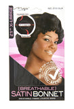 Magic X-Large 21'' Breathable Satin Bonnet Cap with Elastic Band Black 12 pack