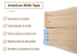 S-noilite Tape in Hair Extensions Blonde 18 Inch 30g 20pcs 100% Remy Human Hair White Blonde Double Sided Rooted Seamless Skin Weft Tape on Natural Hair Extension Bleach Blonde #613