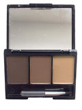 3-Tones Smokey Dark Brown Sepia Latte Tan Professional Trio Matte Eye Shadow Powder Brow Shaper Hairline Beard Filler Make Up Mini Travel Palette Set