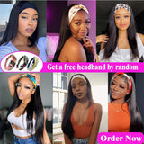 Headband Wigs Body Wave Human Hair Wigs with Headband Attached for Women Glueless Easy to Wear 150% Density Full Machine Made Wig Brazilian Virgin Human hair None Lace Front Wigs Natural Color 12 inch