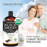 Organic Black Seed Oil USDA Pure Premium Quality Black Cumin Seed Oil Nigella Sativa. Glass Bottle - Undiluted, Cold Pressed, No Solvents, Vegan -8 fl oz. Natural Riches