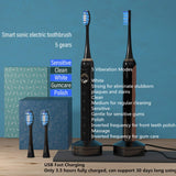 Sonic Rechargeable Electric Toothbrush for Adults, with TPU Wrapped Handle, Inductive Fast Charge, 5 Brushing Modes, Waterproof, Smart Timer, 3 Replacement Heads&Covers, ITECHNIK ST-102 (Black)