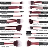 Refand Makeup Brushes, 18pcs Face Brushes Cosmetics Kabuki Foundation Powder Concealers Blending Eye Shadows Professional Make Brushes Kit with Pu Leather Storage Bag Rose Gold Black
