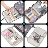 Toiletry Bag for Women, Large Hanging Travel Makeup Bag Water-resistant for Toiletries/Cosmetics/Brushes - Gray