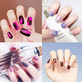 224 Pcs 16 Sheets Nail Art Polish Stickers Decal Nail Wraps Leopard Print Prue Color Nails Strips Street Adhesive False Nail Design Manicure Set With 1Pc Nail Buffers Files For Women Girls