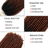 4 Packs 12 Inch Spring Twist Crochet Hair Synthetic Bomb Twist Crochet Braids Fluffy Braiding Hair Extensions (1B/30#)