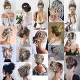 Hebelin 2pcs Messy Hair Bun Extensions Scrunchy Updo Elastic Wavy Curly Donut Chignon Hairpiece