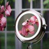 Ovente Table Top Makeup Mirror 7 Inch 1X, 8X Full View Magnification Cool White LED Lights, Distortion Free Design, Double-Sided, Battery Powered and 360 Degrees Rotation Nickel Brushed MDT70BR1X8X
