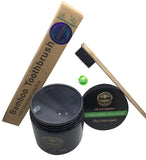 Activated Charcoal Teeth Whitening Powder Bundle With FREE Eco Friendly Bamboo TOOTHBRUSH Kit Active Fresh Mint Breath Stops Bad Breath Removes Stains Blk Wow Sparkle