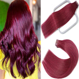 Tape in Hair Extensions #Burgundy 100% Remy Human Hair Extensions Silky Straight for Fashion Women 20 Pcs/Package(16Inch #Burgundy 30g)