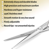 Professional Hair Scissors 6 Inch with Extremely Sharp Blades, 440C Steel Hair Cutting Scissors, Durable, Smooth Motion & Fine Cut, Barber Scissors with Elegant Sheath, Cleaning Leather & Key