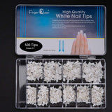 FINGERQUEEN 500 Pcs 10 Sizes French Short Style Acrylic False Nail Art Tips Finger Sticker Extension ToolFlower Handle with Number