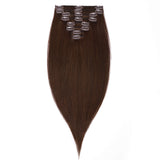 S-noilite 20inch Clip in Extensions Human Hair 8 Pieces 105g Full Head Clip in Natural Human Hair Extension Medium Brown Grade 7A Thick Straight Clip on Real Remy Hair Ombre #4