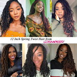 12 Inch Spring Twist Crochet Hair 4 Packs Bounce Bomb Spring Twists Braids Black Short Passion Twists Braiding Hair Extensions Synthetic Crochet Braids Hair for Women (30Strands/Pack; 1#)