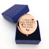 WIEZO-USA It Takes a Big Heart to Shape Little Minds, Mirror Gifts for Women Teachers, Appreciation Gifts,Open School Gifts,Thank Teacher Gift