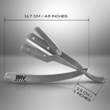 BRV MEN Straight Razor - 100 Lord Platinum Single Edge Razor Blades - Straight Edge Razor - All Stainless Steel - Shavette - Barber Razor - Mens Shaving Knife - Straight Razor Kit - For Men - Silver