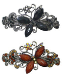 Set of 2 Bella Butterfly Barrettes Hair Clips for Women and Girls 0053-2jet/brown