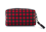 Buffalo Plaid Cosmetic Bag Make Up Bag Red (7"L x 4"H x 3"W, Buffalo Plaid Red)