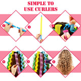 30 Pieces Hair Curlers Spiral Curls Styling Kit No Heat Hair Curlers Heatless Spiral Curlers Hair Rollers Wave Styles with 2 Pieces Styling Hooks for Most Hairstyles (25 cm,Mixed Color)