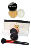 MicaBeauty Foundation 2x9 Gram MF6 Cream Caramel+Powder Brush+Travel Cosmetic Bag (Bundle of 4 Items)