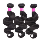 FASHION LADY Peruvian Human Hair Bundles 100% Unprocessed Natural Black Body Wave Human Hair Weaves Curly Hair Extensions(14" 16" 18" , Black Color)