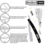 Professional Straight Razors for Men, 2Pc cutthroat straight Razor +100 Shark single edge disposable shaving Blade, Premium Straight Razor Kit for Barber Supplies. A Classic Shavette for hair to beard