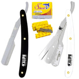 Professional Straight Razors for Men, 2Pc cutthroat straight Razor +100 Shark single edge disposable shaving Blade, Premium Straight Razor Kit for Barber Supplies. A Classic Shavette for hair to beard