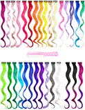 Hair Extensions 1 Steel Comb for Free Clip in Hair Extensions Highlights Straight Long Hairpiece Hair Accessories for Girls Women Kids Doll Hair Pieces Colored Wigs Pieces (30 Color Curly hair)