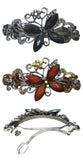 Set of 2 Bella Butterfly Barrettes Hair Clips for Women and Girls 0053-2jet/brown