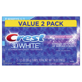 Crest 3D White Whitening Toothpaste, Radiant Mint, 3.5oz, Twin Pack