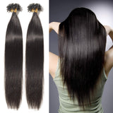 S-noilite 16 Inch U Tip Real Human Hair Extension Natural Black Keratin Fusion Nail Tip Hair Straight 50 Gram Remy Human Hair Hot Fusion Strand Extension 0.5g Per Strand Color #1B