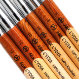 A&K LYDIA Acrylic Nail Brush Crimped for acrylic application Manicure crystal Powder Pedicure-2pcs Pure 100% Konlisky Sable hair Acrylic Nail Detail and Nail Art Liner Brush Wooden handle (Size #12)