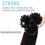 S-noilite 16 Inch U Tip Real Human Hair Extension Natural Black Keratin Fusion Nail Tip Hair Straight 50 Gram Remy Human Hair Hot Fusion Strand Extension 0.5g Per Strand Color #1B