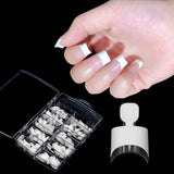 Clear Acrylic Nail Tips - French Nail Tip FINGERQUEEN 100pcs with Box Short Fake Nails Half Cover False Nail with Case for Nail Salons and DIY Nail Art, 10 Sizes(Clear)