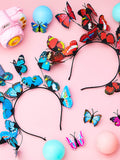 2 Pieces Halloween Butterfly Headbands and 20 Pieces Butterfly Hair Clips Festival Crown Headpiece for Women Halloween Costume Accessories