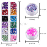 Duufin 6 Boxes Nail Rhinestones and 40 Pots Nail Foils Flakes Nail Paillette Foil Chips Nail Gems Nail Sequins Nail Studs for Nail Art