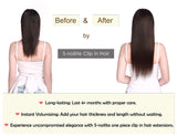 S-noilite 24inch 3/4 Full Head Clip in Extension Human Hair Invisible Thicken Straight Clip on Human Hair Extension One Piece 5 Clips 100% Remy Human Hair #1B Natural Black