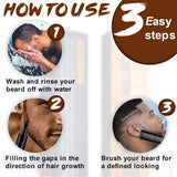 Beard Pencil Filler for Men Water Proof & Sweat Proof Beard Filler Brush for Bead, Moustache & Eyebrows Barber Pencil Black Natural Youthful Appearance