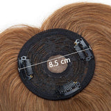 100% Real Human Hair Topper with Bangs Mono Base Crown Topper Hair Piece Clip in on Hair Toppers Straight Middle Part Top Hairpiece for Women with Hair Loss Thinning Hair 12 Inch 6# Light Brown