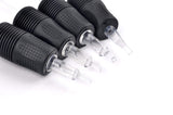 Tattoo Disposable Grips Hex Tube 1-inch Soft Silicone Black Tubes with Clear Long Tips 20pcs (9ClosedMag)