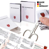 3 Swords Germany - brand quality 6 piece manicure pedicure grooming kit set for professional finger & toe nail care scissors clipper fashion leather case in gift box, Made in Solingen Germany (02150)
