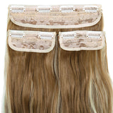 Clip in Hair Extensions 3Pcs 8Clips Curly Wavy Thick Full Head Double Weft Clip on Synthetic Hair Extension Wavy Hairpieces for Women Ginger Brown Mix Bleach Blonde 18"-24"