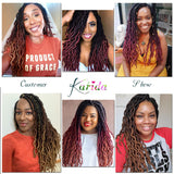 18 inch Wavy Faux Locs Crochet Hair 6PCS Gypsy Locs 3 Tone Ombre Curly Goddess Locs Crochet Twist Braiding Hair Extensions Braids Dreadlocks 24Roots/PCS (0M1B/99j/530#)
