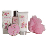 Bath Gift Basket - Spa Gift Set, Bath and Body Set with Bulgaria Rose Garden Fragrance Includes Bath Puff, Body Butter, Shower Gel, Bath Salt and Body Lotion
