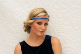 Royal Blue and Silver Rhinestone Headband, Gatsby, Roaring 20's, Fashion, Rhinestone Headband, Bohemian, Beach, Rhinestones Adjustable Stretch Band