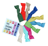 Littles Spring/Summer No Crease Elastic Hair Ties by THIS SEASON'S COLORS, Soft Stretch, Adjustable size, Made for Toddlers & Thinner Hair, Set of 10 Fashionable Colors (Bold Spring)