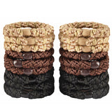 18 PCS Large Hair Ties Ponytail Holders for Thick Hair - Stretchy Elastic Hair Bands for Women and Girls - Black, Beige and Brown