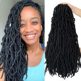 New Faux Locs Crochet Hair 18 inch Natural Soft Locs 7 Packs Goddess Crochet Locs Braids Synthetic Fiber Hair Extensions 1B#