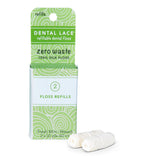 Dental Lace | Silk Dental Floss | Includes 1 Refillable Recyclable Dispenser and 2 Floss Spools with Natural Mint Flavoring | 66 Yards (Gray)