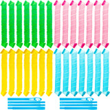28 Pieces Hair Curlers Spiral Curls No Heat Wave Hair Curlers Styling Kit with 2 Pieces Styling Hooks for Most Kinds of Hairstyles (Assorted Color, 65 cm)
